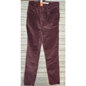 Levis 724 Womens Jeans Burgundy 26 x 32 High Rise Straight Corduroy Pants